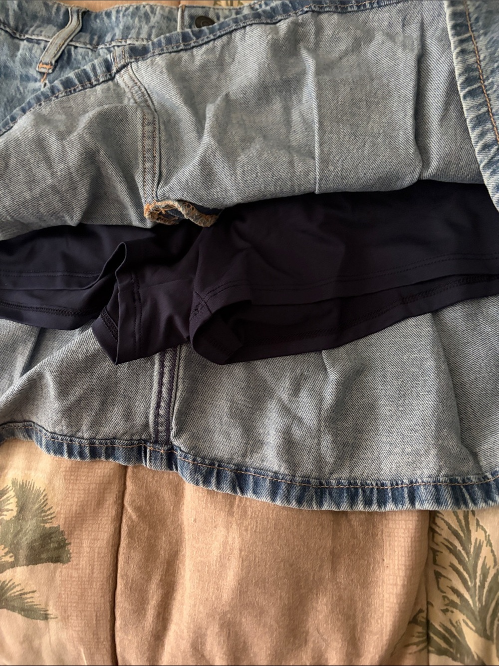 Hollister Light Blue Denim Pleated Skort - Picture 3 of 4